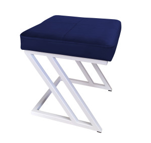 Pufa ZETA tkanina Welur loft ławka podnóżek metal : Kolor Stelaża - Biały, Kolor tkaniny - VELVET - MG16, Typ tkaniny - Velvet