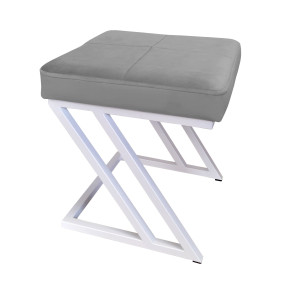 Pufa ZETA tkanina Welur loft ławka podnóżek metal : Kolor Stelaża - Biały, Kolor tkaniny - VELVET - MG17, Typ tkaniny - Velvet