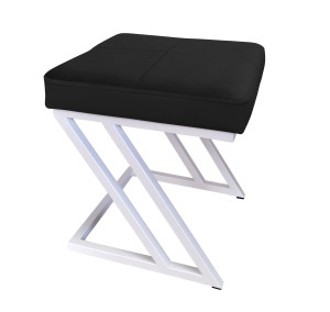 Pufa ZETA tkanina Welur loft ławka podnóżek metal : Kolor Stelaża - Biały, Kolor tkaniny - VELVET - MG19, Typ tkaniny - Velvet