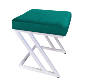 Pufa ZETA tkanina Welur loft ławka podnóżek metal : Kolor Stelaża - Biały, Kolor tkaniny - VELVET - MG20, Typ tkaniny - Velvet