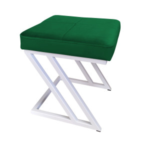 Pufa ZETA tkanina Welur loft ławka podnóżek metal : Kolor Stelaża - Biały, Kolor tkaniny - VELVET - MG25, Typ tkaniny - Velvet