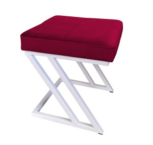 Pufa ZETA tkanina Welur loft ławka podnóżek metal : Kolor Stelaża - Biały, Kolor tkaniny - VELVET - MG31, Typ tkaniny - Velvet