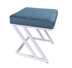 Pufa ZETA tkanina Welur loft ławka podnóżek metal : Kolor Stelaża - Biały, Kolor tkaniny - VELVET - MG33, Typ tkaniny - Velvet