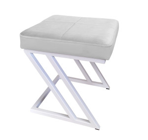 Pufa ZETA tkanina Welur loft ławka podnóżek metal : Kolor Stelaża - Biały, Kolor tkaniny - VELVET - MG39, Typ tkaniny - Velvet