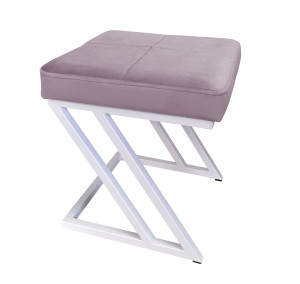 Pufa ZETA tkanina Welur loft ławka podnóżek metal : Kolor Stelaża - Biały, Kolor tkaniny - VELVET - MG55, Typ tkaniny - Velvet