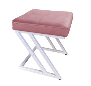 Pufa ZETA tkanina Welur loft ławka podnóżek metal : Kolor Stelaża - Biały, Kolor tkaniny - VELVET - MG58, Typ tkaniny - Velvet
