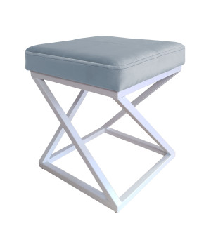 Pufa ZOA tkanina Welur loft ławka podnóżek metal : Kolor Stelaża - Biały, Kolor tkaniny - VELVET - BL06, Typ tkaniny - Velvet