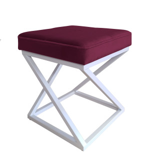 Pufa ZOA tkanina Welur loft ławka podnóżek metal : Kolor Stelaża - Biały, Kolor tkaniny - VELVET - MG02, Typ tkaniny - Velvet