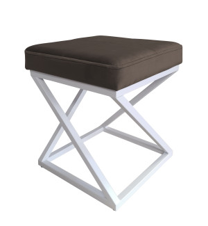 Pufa ZOA tkanina Welur loft ławka podnóżek metal : Kolor Stelaża - Biały, Kolor tkaniny - VELVET - MG05, Typ tkaniny - Velvet