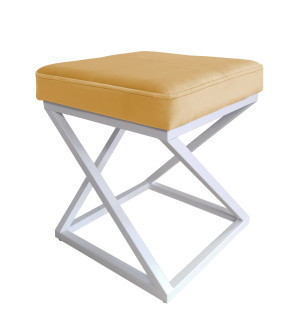 Pufa ZOA tkanina Welur loft ławka podnóżek metal : Kolor Stelaża - Biały, Kolor tkaniny - VELVET - MG15, Typ tkaniny - Velvet