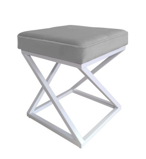 Pufa ZOA tkanina Welur loft ławka podnóżek metal : Kolor Stelaża - Biały, Kolor tkaniny - VELVET - MG17, Typ tkaniny - Velvet