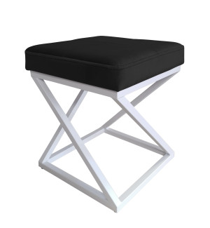 Pufa ZOA tkanina Welur loft ławka podnóżek metal : Kolor Stelaża - Biały, Kolor tkaniny - VELVET - MG19, Typ tkaniny - Velvet