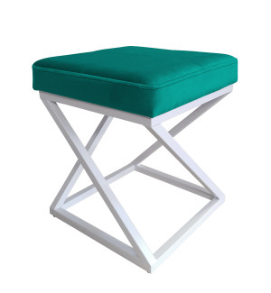 Pufa ZOA tkanina Welur loft ławka podnóżek metal : Kolor Stelaża - Biały, Kolor tkaniny - VELVET - MG20, Typ tkaniny - Velvet