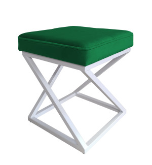 Pufa ZOA tkanina Welur loft ławka podnóżek metal : Kolor Stelaża - Biały, Kolor tkaniny - VELVET - MG25, Typ tkaniny - Velvet