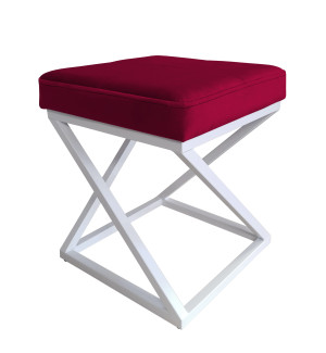 Pufa ZOA tkanina Welur loft ławka podnóżek metal : Kolor Stelaża - Biały, Kolor tkaniny - VELVET - MG31, Typ tkaniny - Velvet