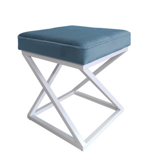 Pufa ZOA tkanina Welur loft ławka podnóżek metal : Kolor Stelaża - Biały, Kolor tkaniny - VELVET - MG33, Typ tkaniny - Velvet