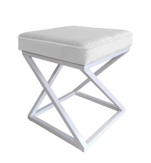 Pufa ZOA tkanina Welur loft ławka podnóżek metal : Kolor Stelaża - Biały, Kolor tkaniny - VELVET - MG39, Typ tkaniny - Velvet