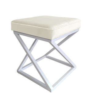Pufa ZOA tkanina Welur loft ławka podnóżek metal : Kolor Stelaża - Biały, Kolor tkaniny - VELVET - MG50, Typ tkaniny - Velvet