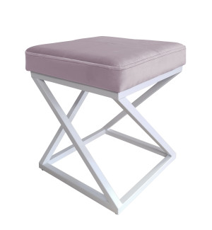 Pufa ZOA tkanina Welur loft ławka podnóżek metal : Kolor Stelaża - Biały, Kolor tkaniny - VELVET - MG55, Typ tkaniny - Velvet