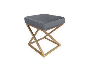 Pufa ZOA tkanina Welur loft ławka podnóżek metal : Kolor Stelaża - Złoty, Kolor tkaniny - VELVET - BL14, Typ tkaniny - Velvet