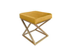 Pufa ZOA tkanina Welur loft ławka podnóżek metal : Kolor Stelaża - Złoty, Kolor tkaniny - VELVET - MG15, Typ tkaniny - Velvet