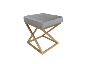 Pufa ZOA tkanina Welur loft ławka podnóżek metal : Kolor Stelaża - Złoty, Kolor tkaniny - VELVET - MG17, Typ tkaniny - Velvet