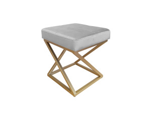 Pufa ZOA tkanina Welur loft ławka podnóżek metal : Kolor Stelaża - Złoty, Kolor tkaniny - VELVET - MG39, Typ tkaniny - Velvet
