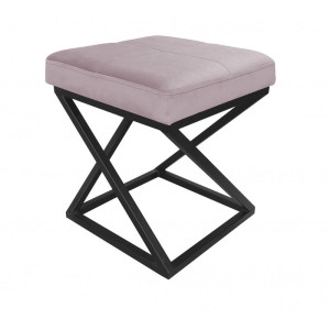 Pufa ZOA tkanina Welur loft ławka podnóżek metal : Kolor Stelaża - Czarny , Kolor tkaniny - VELVET - MG55, Typ tkaniny - Velvet