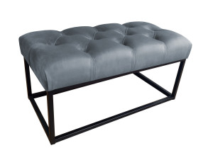 Ławka CHESTERFIELD tkanina Welur loft ławka metal : Kolor Stelaża - Czarny , Kolor tkaniny - VELVET - BL14, Typ tkaniny - Velvet