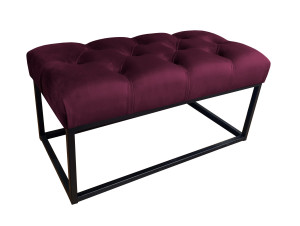 Ławka CHESTERFIELD tkanina Welur loft ławka metal : Kolor Stelaża - Czarny , Kolor tkaniny - VELVET - MG02, Typ tkaniny - Velvet