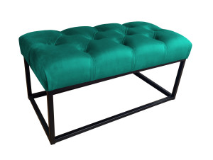 Ławka CHESTERFIELD tkanina Welur loft ławka metal : Kolor Stelaża - Czarny , Kolor tkaniny - VELVET - MG20, Typ tkaniny - Velvet