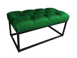 Ławka CHESTERFIELD tkanina Welur loft ławka metal : Kolor Stelaża - Czarny , Kolor tkaniny - VELVET - MG25, Typ tkaniny - Velvet