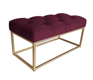Ławka CHESTERFIELD tkanina Welur loft ławka metal : Kolor Stelaża - Złoty, Kolor tkaniny - VELVET - MG02, Typ tkaniny - Velvet