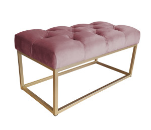 Ławka CHESTERFIELD tkanina Welur loft ławka metal : Kolor Stelaża - Złoty, Kolor tkaniny - VELVET - MG58, Typ tkaniny - Velvet