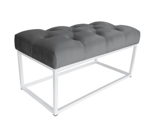 Ławka CHESTERFIELD tkanina Welur loft ławka metal : Kolor Stelaża - Biały, Kolor tkaniny - VELVET - BL14, Typ tkaniny - Velvet
