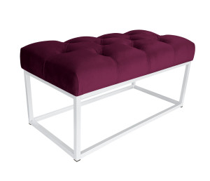 Ławka CHESTERFIELD tkanina Welur loft ławka metal : Kolor Stelaża - Biały, Kolor tkaniny - VELVET - MG02, Typ tkaniny - Velvet