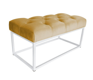 Ławka CHESTERFIELD tkanina Welur loft ławka metal : Kolor Stelaża - Biały, Kolor tkaniny - VELVET - MG15, Typ tkaniny - Velvet