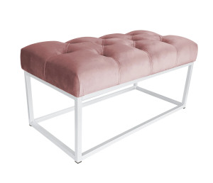 Ławka CHESTERFIELD tkanina Welur loft ławka metal : Kolor Stelaża - Biały, Kolor tkaniny - VELVET - MG58, Typ tkaniny - Velvet