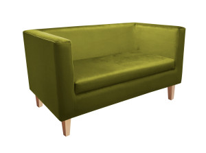 Sofa Monaco : Kolor nogi - Drewno, Kolor tkaniny - VELVET - BL75, Typ tkaniny - Velvet, Wysokość nogi - 15 cm