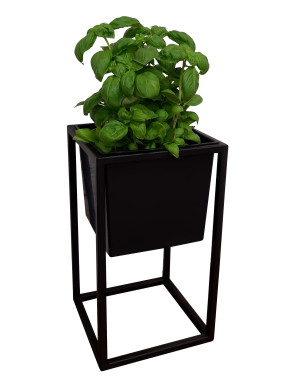 Kwietnik stojący metal LOFT stojak na kwiaty : Kolor Stelaża - Czarny , Rozmiar - 20x20 cm, Wysokość - 35 cm