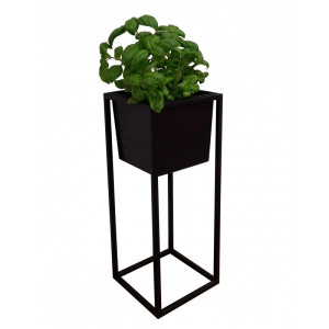 Kwietnik stojący metal LOFT stojak na kwiaty : Kolor Stelaża - Czarny , Rozmiar - 20x20 cm, Wysokość - 50 cm