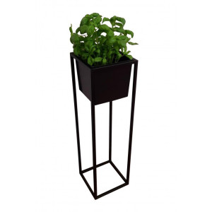 Kwietnik stojący metal LOFT stojak na kwiaty : Kolor Stelaża - Czarny , Rozmiar - 20x20 cm, Wysokość - 70 cm