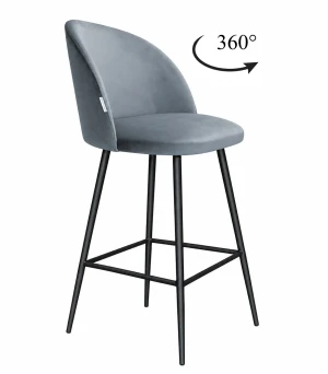 Hoker Colin krzesło barowe tkanina Welur podstawa metalowa : Kolor nogi - Czarna stożek, Kolor tkaniny - VELVET - BL06, Typ siedziska - Siedzisko obrotowe 360°