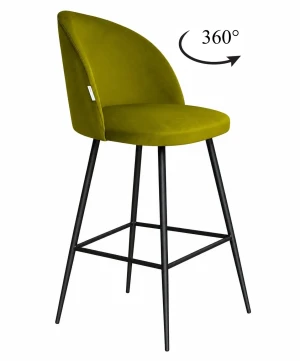 Hoker Colin krzesło barowe tkanina Welur podstawa metalowa : Kolor nogi - Czarna stożek, Kolor tkaniny - VELVET - BL75, Typ siedziska - Siedzisko obrotowe 360°