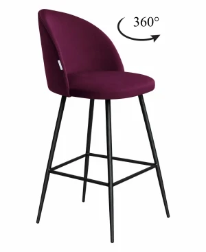Hoker Colin krzesło barowe tkanina Welur podstawa metalowa : Kolor nogi - Czarna stożek, Kolor tkaniny - VELVET - MG02, Typ siedziska - Siedzisko obrotowe 360°