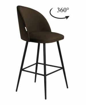 Hoker Colin krzesło barowe tkanina Welur podstawa metalowa : Kolor nogi - Czarna stożek, Kolor tkaniny - VELVET - MG05, Typ siedziska - Siedzisko obrotowe 360°