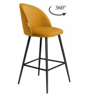 Hoker Colin krzesło barowe tkanina Welur podstawa metalowa : Kolor nogi - Czarna stożek, Kolor tkaniny - VELVET - MG15, Typ siedziska - Siedzisko obrotowe 360°