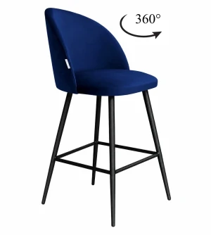 Hoker Colin krzesło barowe tkanina Welur podstawa metalowa : Kolor nogi - Czarna stożek, Kolor tkaniny - VELVET - MG16, Typ siedziska - Siedzisko obrotowe 360°