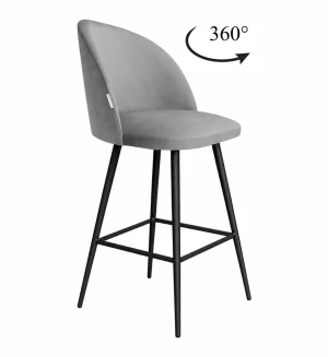 Hoker Colin krzesło barowe tkanina Welur podstawa metalowa : Kolor nogi - Czarna stożek, Kolor tkaniny - VELVET - MG17, Typ siedziska - Siedzisko obrotowe 360°