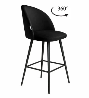 Hoker Colin krzesło barowe tkanina Welur podstawa metalowa : Kolor nogi - Czarna stożek, Kolor tkaniny - VELVET - MG19, Typ siedziska - Siedzisko obrotowe 360°